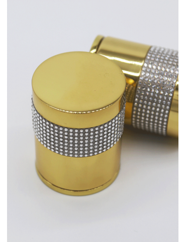 PAIR OF CYLINDRICAL HANDLES SILVER CRYSTALS