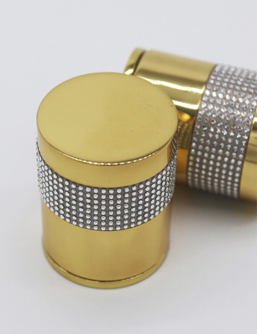 PAIR OF CYLINDRICAL HANDLES SILVER CRYSTALS