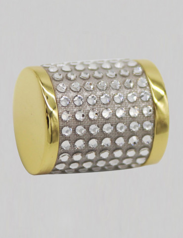 CYLINDRICAL CABINET KNOB Ø 20mm SILVER CRYSTALS POLISHED BRASS