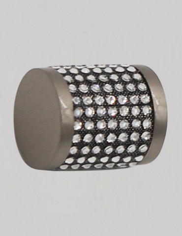 CYLINDRICAL CABINET KNOB Ø 28mm BLACK CRYSTALS