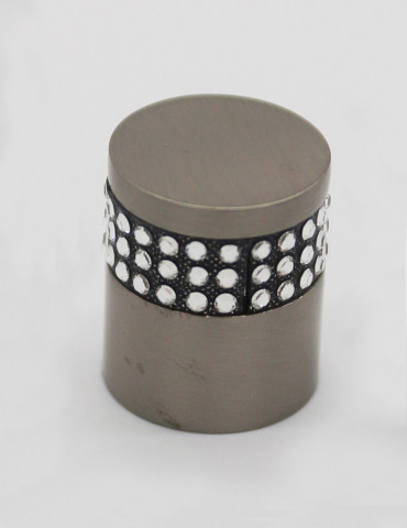 CYLINDRICAL CABINET KNOB 3-LINES BLACK CRYSTALS