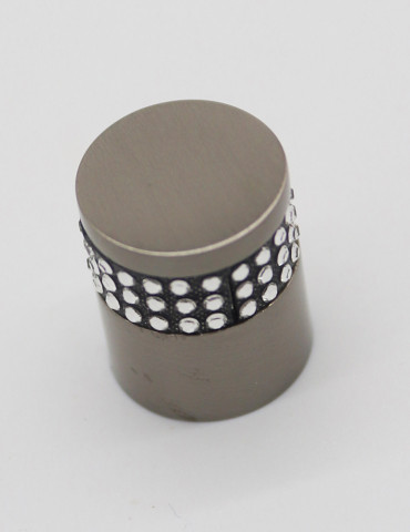 CYLINDRICAL CABINET KNOB 3-LINES BLACK CRYSTALS