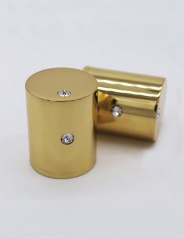 CYLINDRICAL CABINET KNOB 2 CRYSTALS